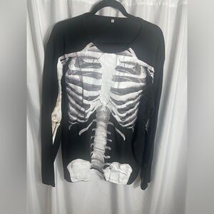 Skeleton Print Long Sleeve Shirt Bones Halloween Size XL NWOT